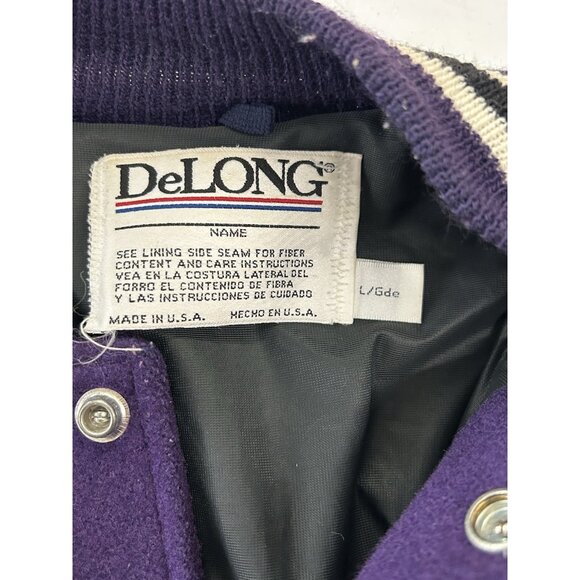 VTG Anaheim Mighty Ducks DeLong 90s Mens LARGE Wool Jacket Snap Button Purple - Picture 3 of 16
